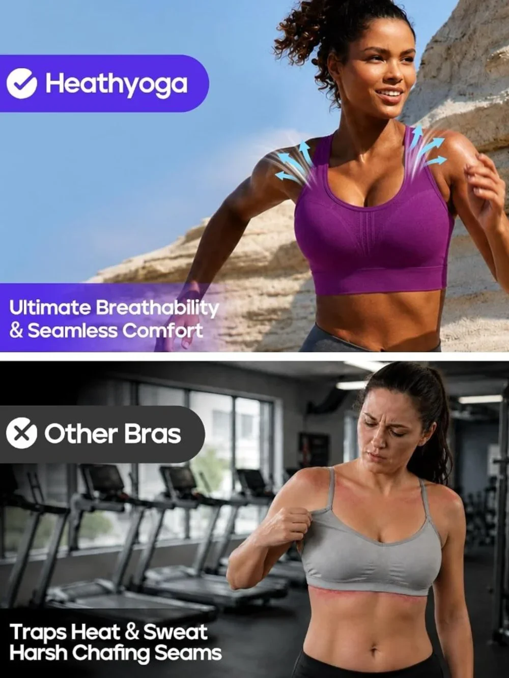 High Support Racerback Sports Bras for Women - Comfortable Workout Bra Pack